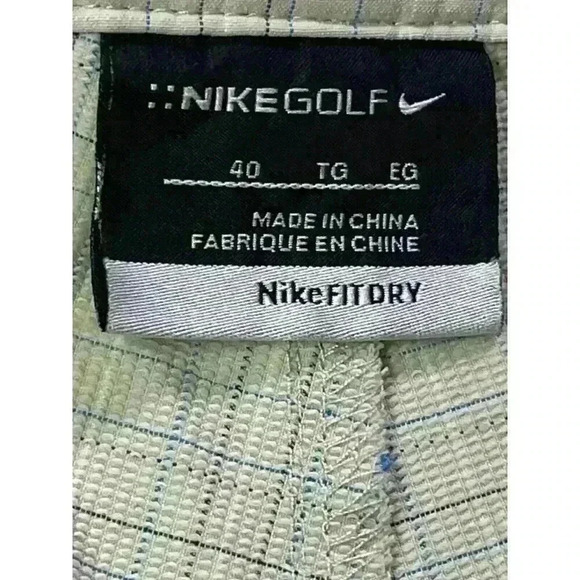 Nike Golf Men’s FitDry Plaid Performance Shorts Tan Size 40 - Picture 5 of 6